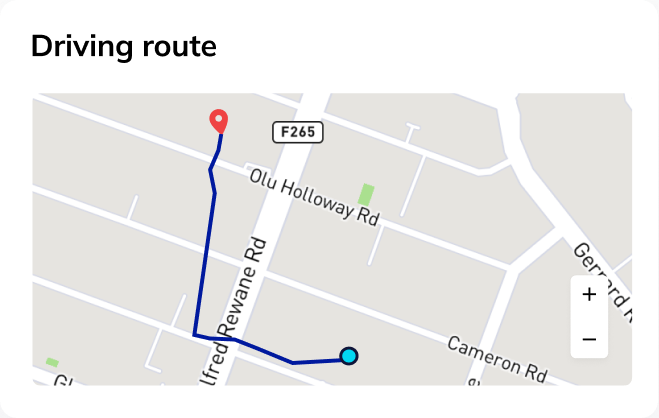 Preview of Driver Route on ETAP Fleet Dashboard